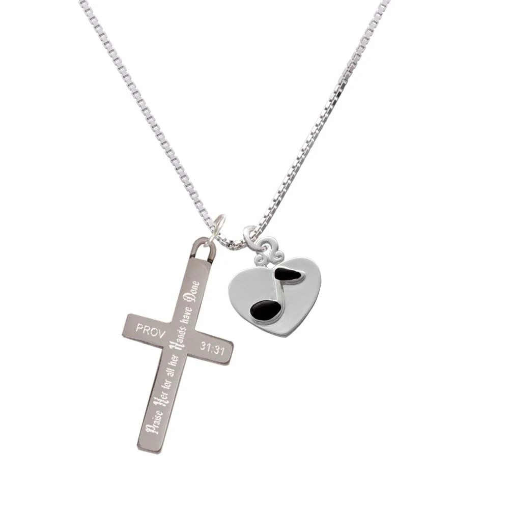 Music Note in Heart - Praise Her - Cross Necklace