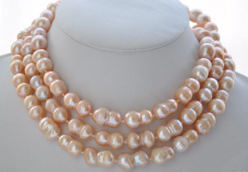 

Free shipping >>>>>>z5839 50" 20mm PINK peanut DOUBLE BAROQUE FRESHWATER PEARL NECKLACE