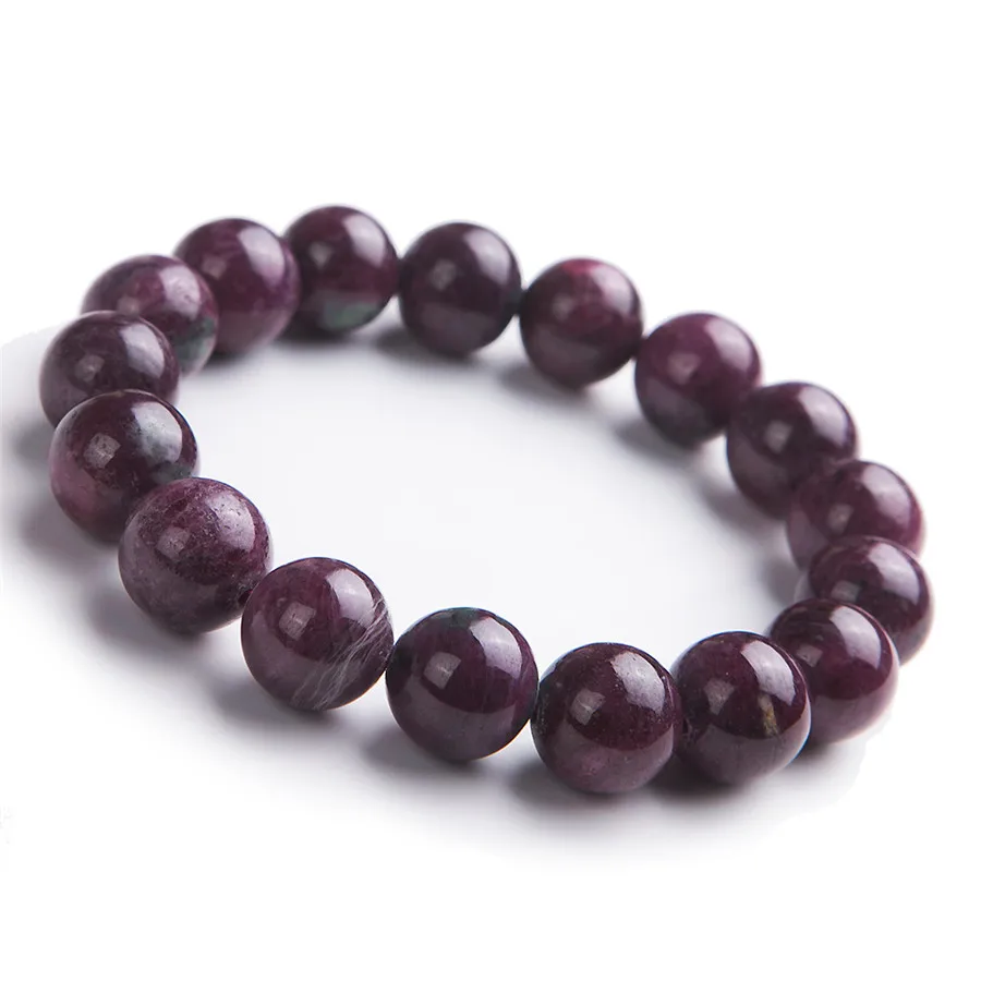 

12mm Natural Genuine Red Zoisite Gem Crystal Round Beads Jewelry Fashion Women Femme Charm Stretch Bracelets