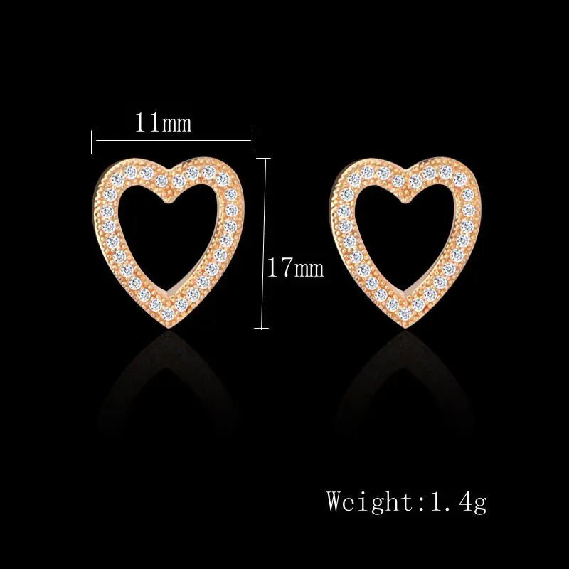 CHUKUI Hot Fashion Brincos Stud Oorbellen Gold Rhinestone Heart Shaped Earrings Zirconia Pave Earring  (15)