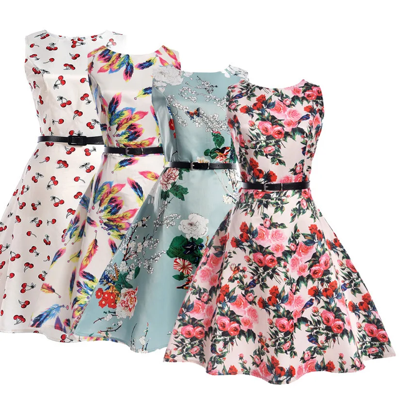 

New Family Clothing Quality Mother Daughter Dress Knee-length Sleeveless Cotton Girl Dress Party Princess Dress Kids Clothing