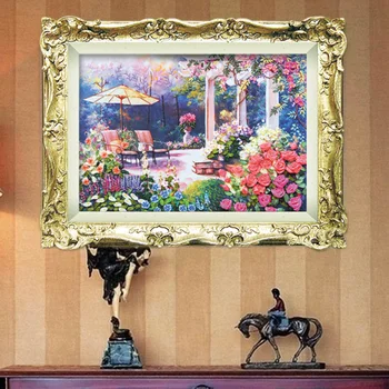 

DIY Ribbon Embroidery Courtyard Landscape Picture Decorative Painting Needlework Kits Cross Stitch Wall Art Home Decor C-0110