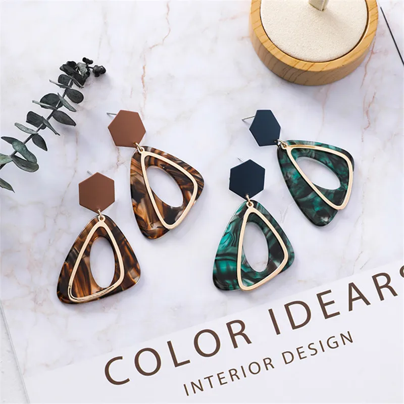 

Korean Fashion Irregular Triangle Acrylic Drop Earrings for Women Geometric Simple Oval Dangle Earrings Party Girl Gift Jewelry