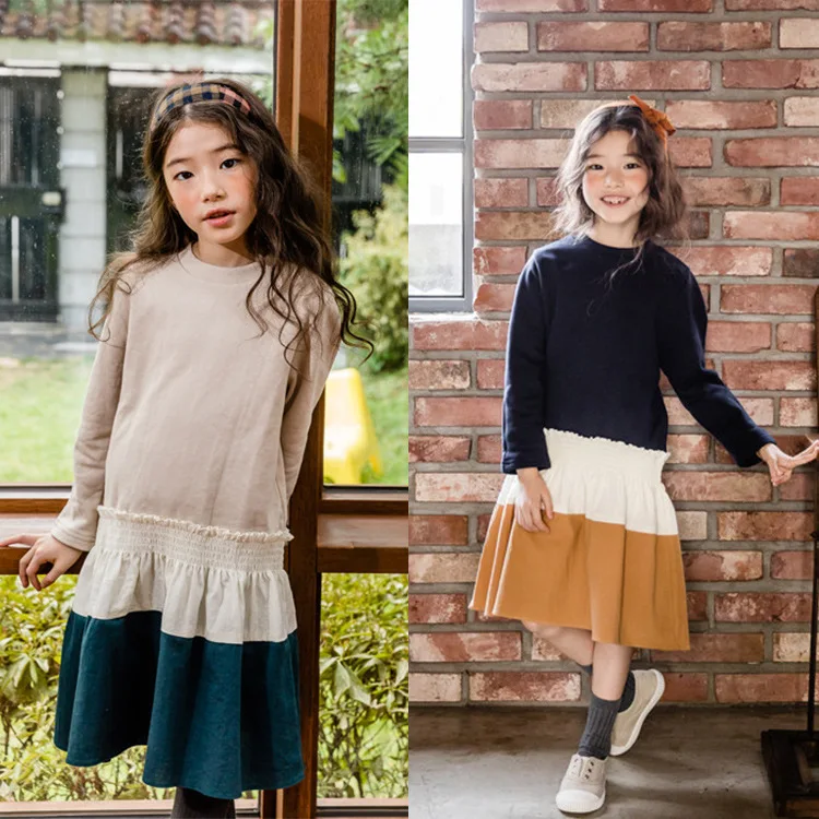 

Children Dresses Girls Winter Autumn Big Girls 2018 Patchwork Korean Dresses Spring Kids Dress Clothes Princess Baby Clothes