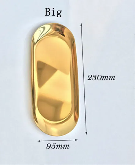 Радужная тарелка для закуски из нержавеющей стали, поднос овальной формы, тарелка для украшения дома, золотой поднос для еды, Рождественская сервировочная тарелка - Цвет: gold big