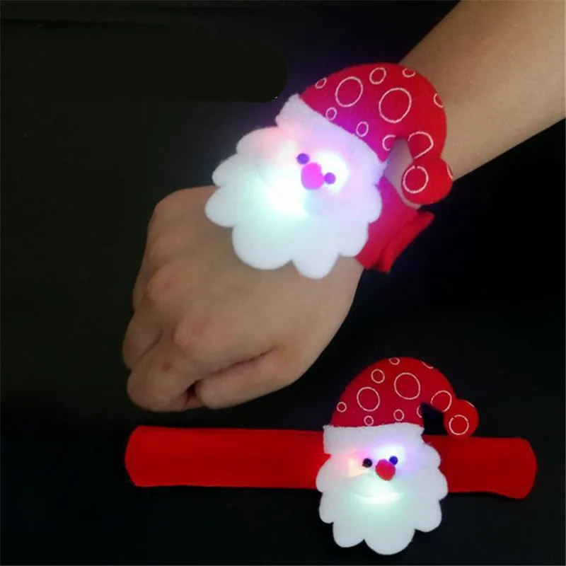 

Led Flashing Bracelet Kid toy Santa Claus Reindeer Snowman Dog Bear Christmas Hand ring toys Slap Wistband 12units/lot