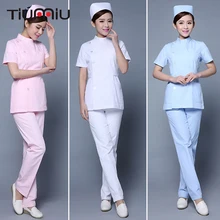 Новое поступление женские летние больничный медицинский скраб наборы Модный дизайн тонкие стоматологические халаты больница салон красоты униформа медсестры