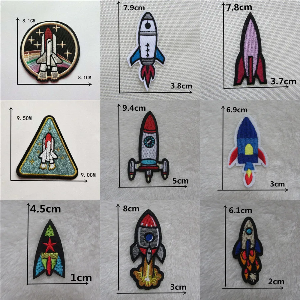 

Hot sale 1PCS UFO Alien Patches Embroidery Iron on Patches for Clothing DIY Stripes Clothes Planet Stickers Universe Applique