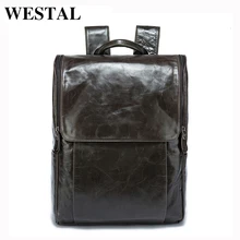 WESTAL Men Backpacks 100% Genuine Leather Men’s Travel Bag Fashion Man Backpack Casual Business Backpack Male Backpack 9110