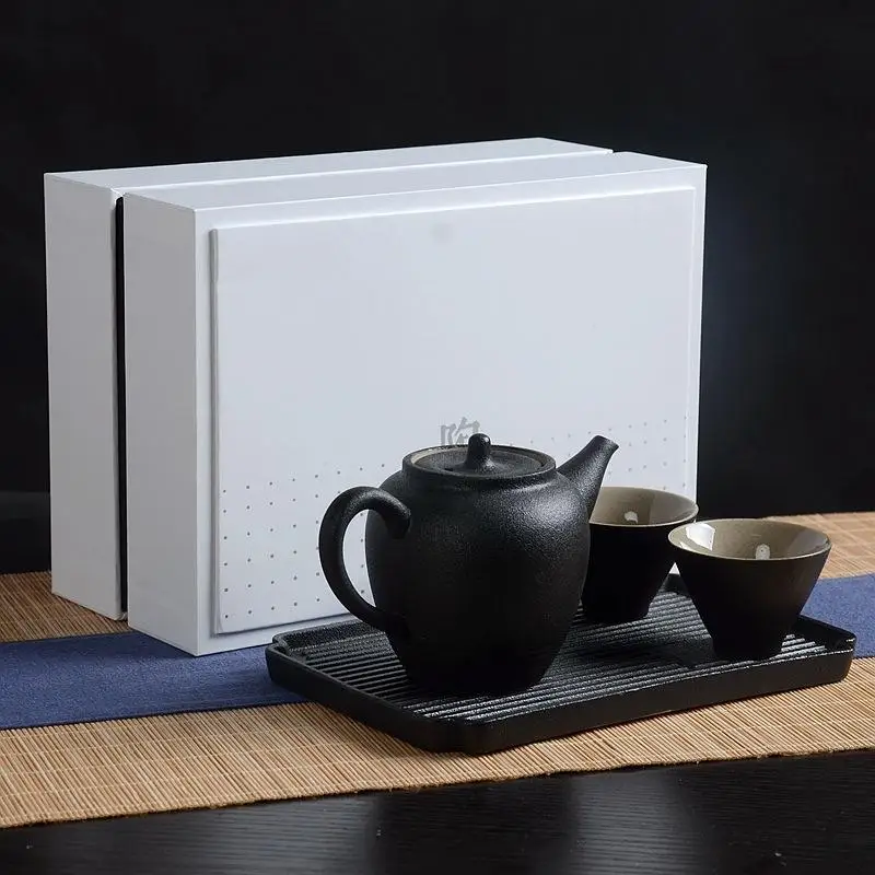 Китайский Стиль изысканный чай из нержавеющей стали набор чайный набор кунг-фу для Чай пуэр из провинции Чай путешествия черный Керамика Чай комплект один Чай горшок две чашки подарочная коробка - Цвет: 1