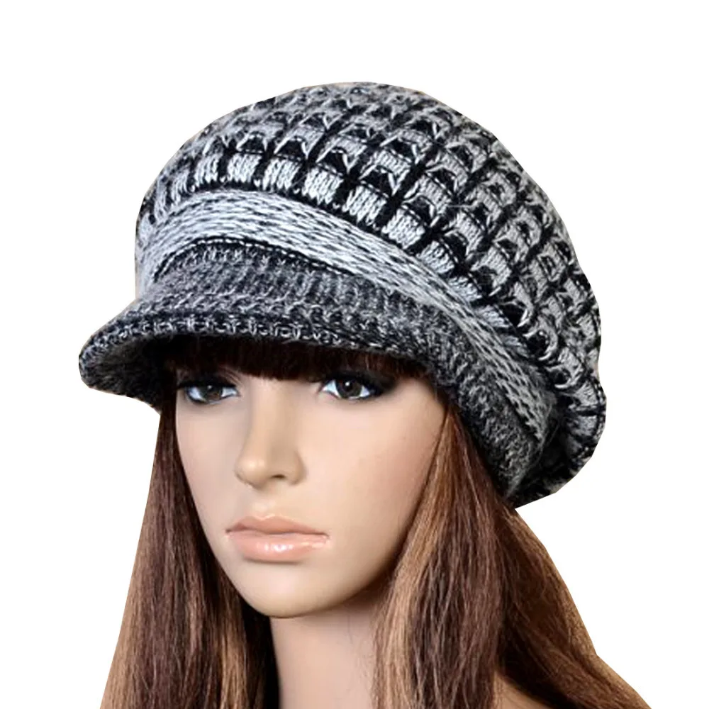 women's knit cap with brim