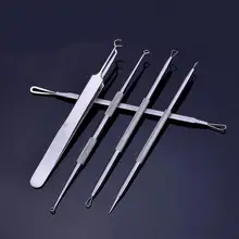 4 шт. Горячие Черноголовых комедона Угри Пятна Remover Нержавеющая Вышивка Крестом Иглы Удалить инструмент