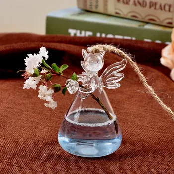 

Free Shipping 8pcs/pack Mini Size Glass Angel Vase Clear Glass Material Angel Hanging Glass Angel Home Decoration