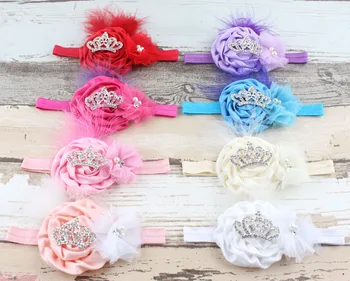 

2017 fashion Children hair accessories feather headband infant baby crown headbands Flower girls headwear hair band 10pcs/lot