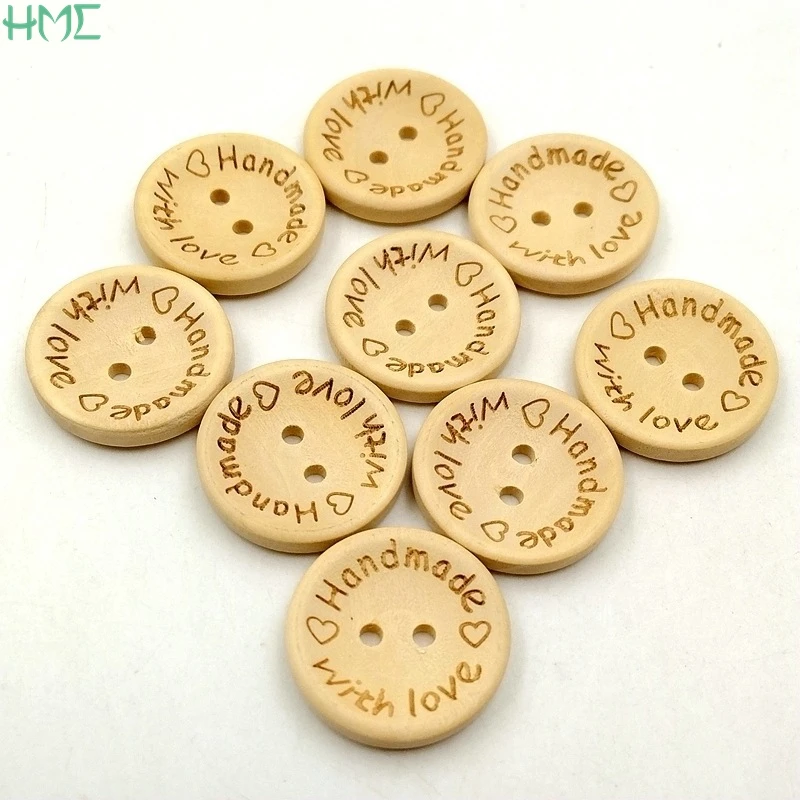 

Newest 50pcs/bag 15/20/25mm 2 Holes Plum Round Shape Letter Natural Color Decorative Buttons Sewing Wooden Scrapbooking Buttons