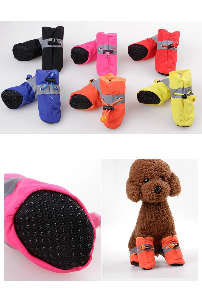 4Pcs set Pet Dogs Shoes Spring Summer Rain Waterproof Boots Socks Rubber Anti-slip Shoes For Big Small Dogs Puppy Cats Footwear (6)