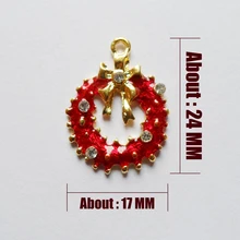 

2022 cute style Christmas wreath item zinc alloy pendant components,good quality set auger Christmas wreath accessories jewelry