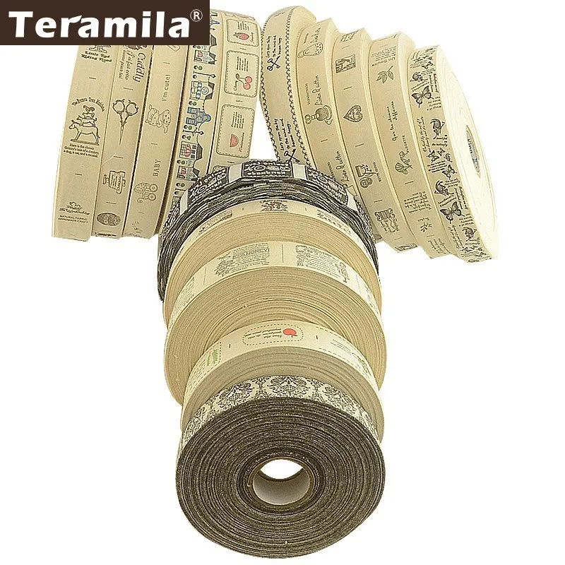 Teramila Cotton Garment Labels Ribbons 2m/Lot, clothing labels, garment labels, sewing labels