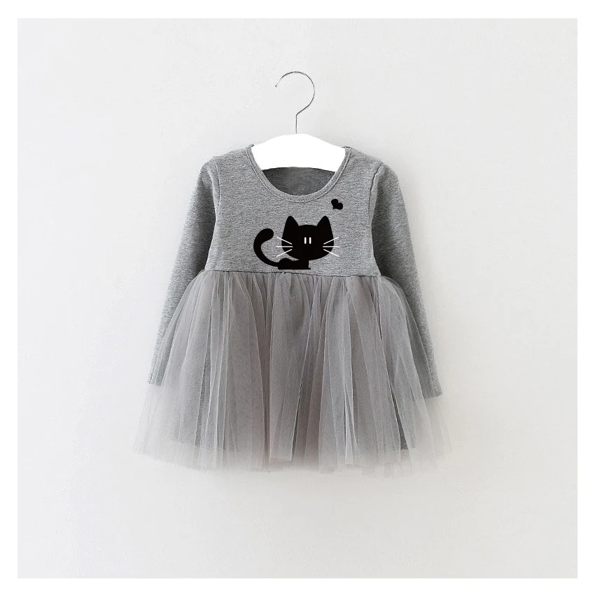 Платье для маленьких девочек с изображением кота праздничное платье для маленьких девочек 4-24 м со дня рождения крещения одежда торжественные платья