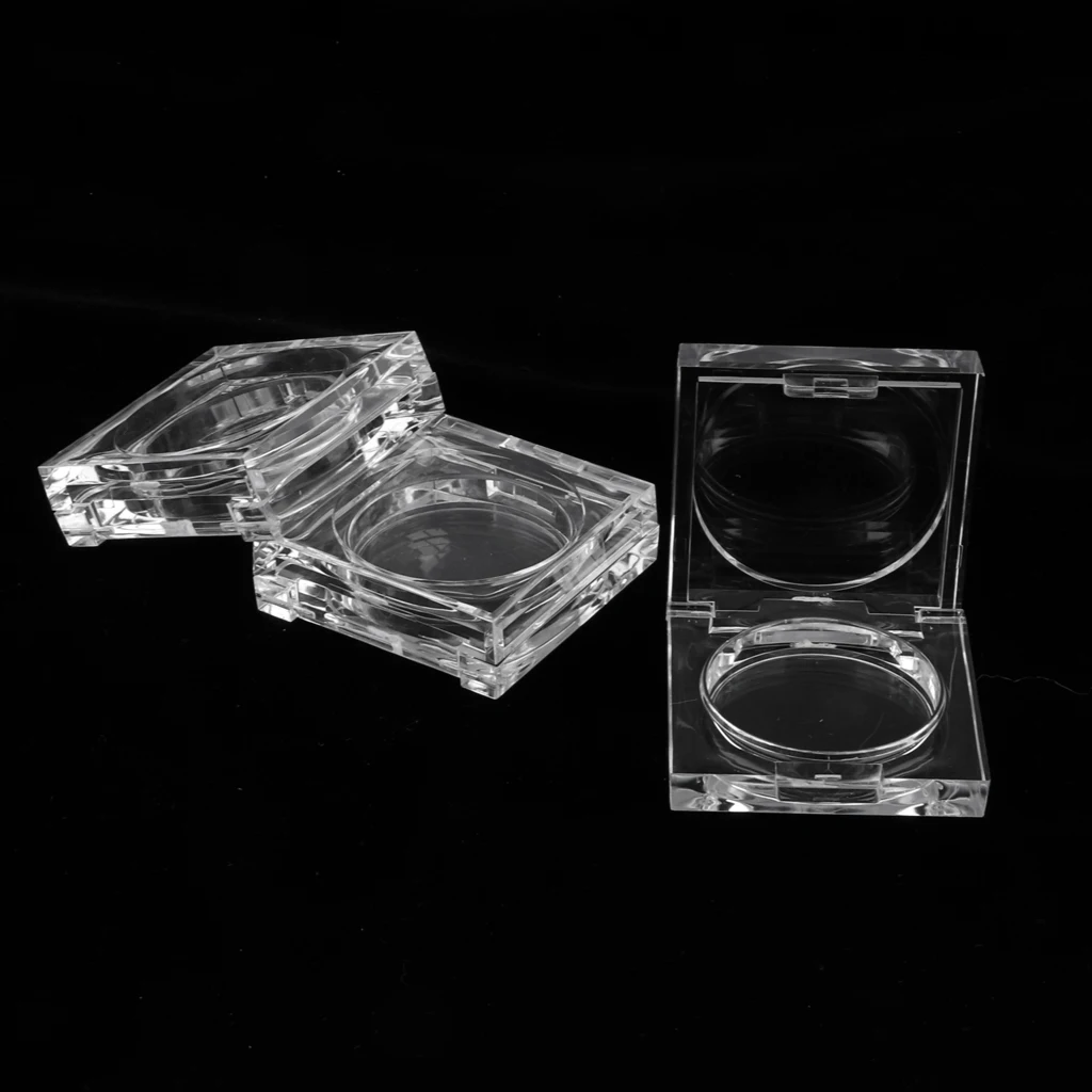 

3Pcs Crystal Clear Empty Powder Case Makeup Blush Box DIY Cosmetic Container Square