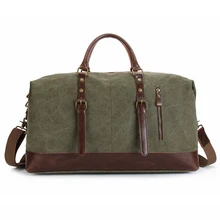 Bolso de viaje de cuero Vintage de gran capacidad bolsa de equipaje de mano para hombre bolsa de viaje bolsos multiusos de lona para fines de semana para hombre