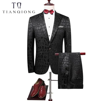 

TIAN QIONG 2018 Men Groom Wedding Suit Slim Men Suit Latest Coat Pant Designs Fashion Dress Luxury Tuxedo Men Blazers 2 Pieces