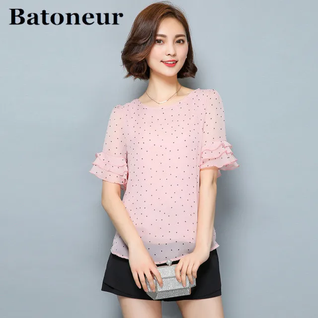 2018-Women-Short-Sleeve-Ciffon-Blouse-Fashion-Casual-Shirts-Loose-Tops-Polka-Dot-O-Neck-Chiffon.jpg_640x640