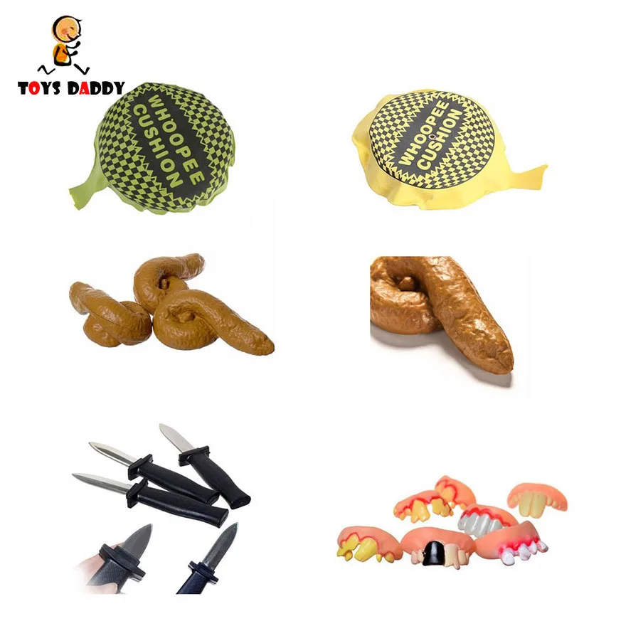 

1PC Shit Party Ugly Inflamed Badly Fake Teeth Bayonet Fart Pad Stool Antistress Toy Kids Adult Funny Toys Gift knife Dagger