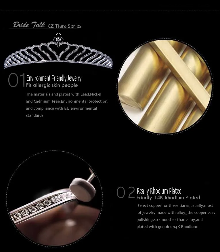 CZ  Cubic Zirconia Bridal Wedding Tiara Crown Hair Jewelry Accessories Rhinestone Crystals Tiaras TR16231