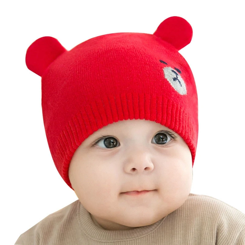 

2019 New Baby Hats Cartoon Baby Boys Girls Hats Knitted Toddler Beanie Caps Warm Winter Hats for Kids Children Clothings