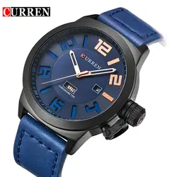 CURREN военные календарь недели дизайн синий циферблат Мужские часы лучший бренд класса люкс водонепроницаемые спортивные мужские часы