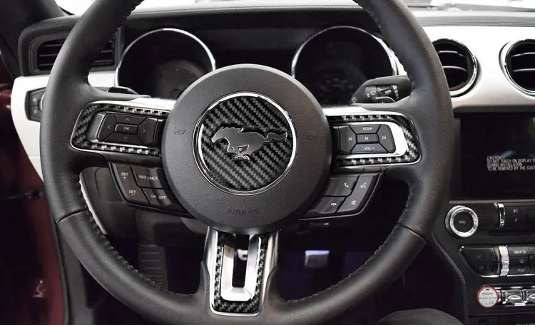Для Ford Mustang, эмблема на руль из углеродного волокна, 3D наклейки на автомобиль, Стайлинг,,,, автомобильные аксессуары