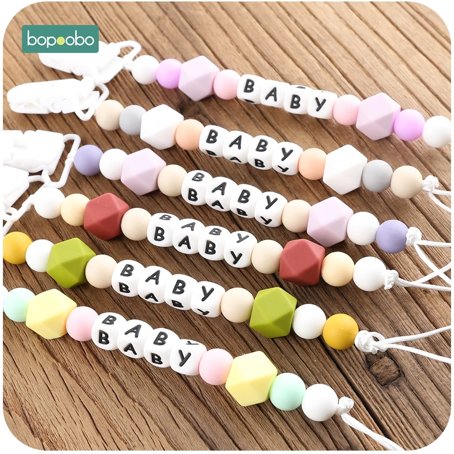 Bopoobo 1pc Silicone Personalize Pacifier Cip Chain Holder For Nipples