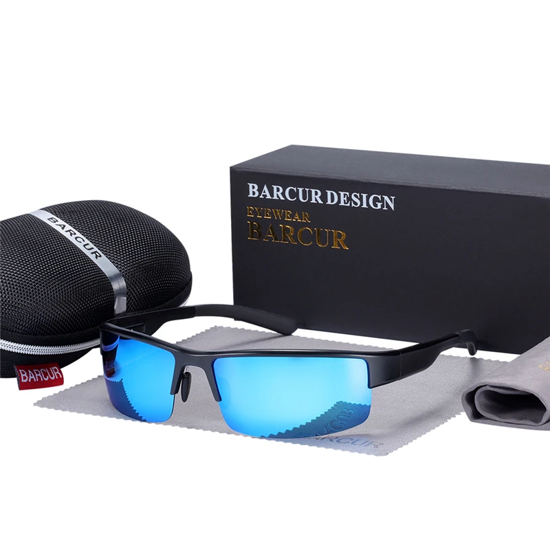 BARCUR Semi Rimless Sunglasses Men's Aluminium Magnesium
