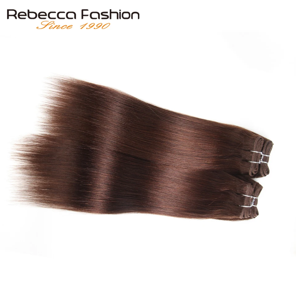 Rebecca-Tissage de cheveux brésiliens naturels lisses, lot de 4 mèches de 190 g/paquet, 6 couleurs #1 # 1B #2 #4 # 99J # bordeaux, noir brun rouge