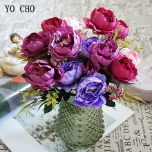 YO CHO Свадебный букет невесты букет из искусственного шелка Цветок 7 голов пион сделай сам свадебные украшения для дома и офиса