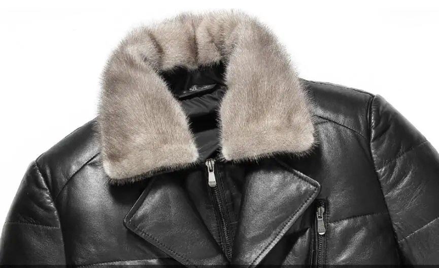 AYUNSUE, натуральная кожа, куртка, мужской пуховик, осень, зима, длинный, овчина, пальто для мужчин, норка, меховой воротник, куртки KJ1119