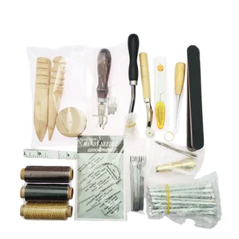 

59 Pcs/Set Leather Craft Hand Tools Kit for Hand Sewing Stitching Stamping Saddle Making Hand Tool Kit for Sewing Hand-stitched