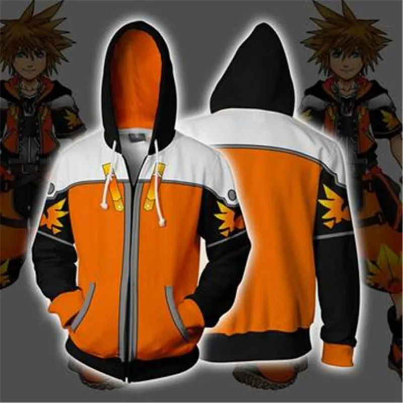 Fans Wear Mens 3D Sweatshirt Kingdom Hearts Hoodies Sora Wisdom Form Zip Up Hoodie