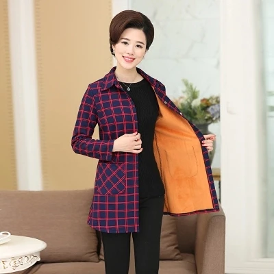 

Women Autumn Winter Warm Blouses Tops Long shirt Blusa Camisa Femininas Cotton Long-sleeve Thick Velvet Plaid Shirt Flannel