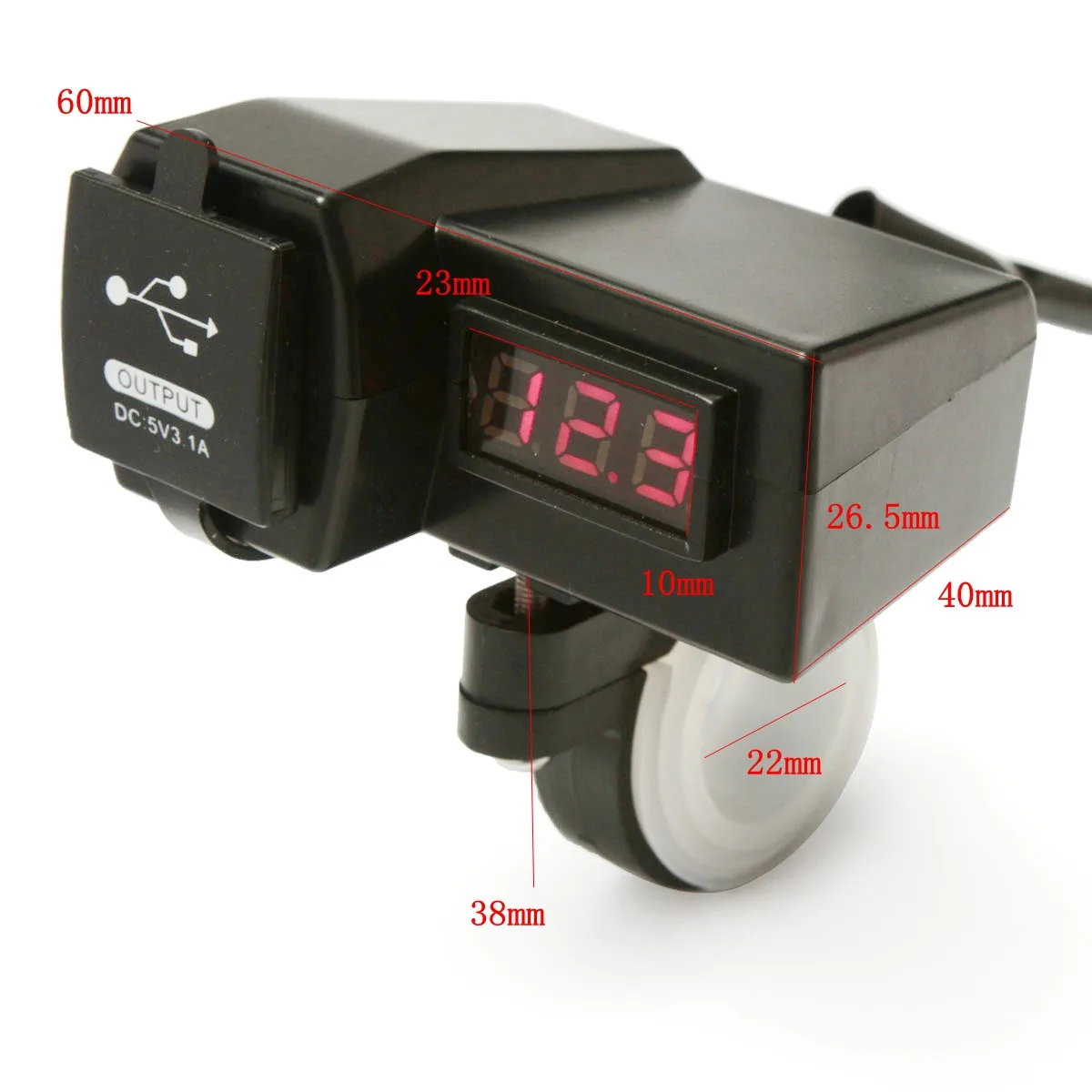 12V 24V мотоцикл ATV Скутер водонепроницаемый Вольтметр напряжения 2 USB зарядное