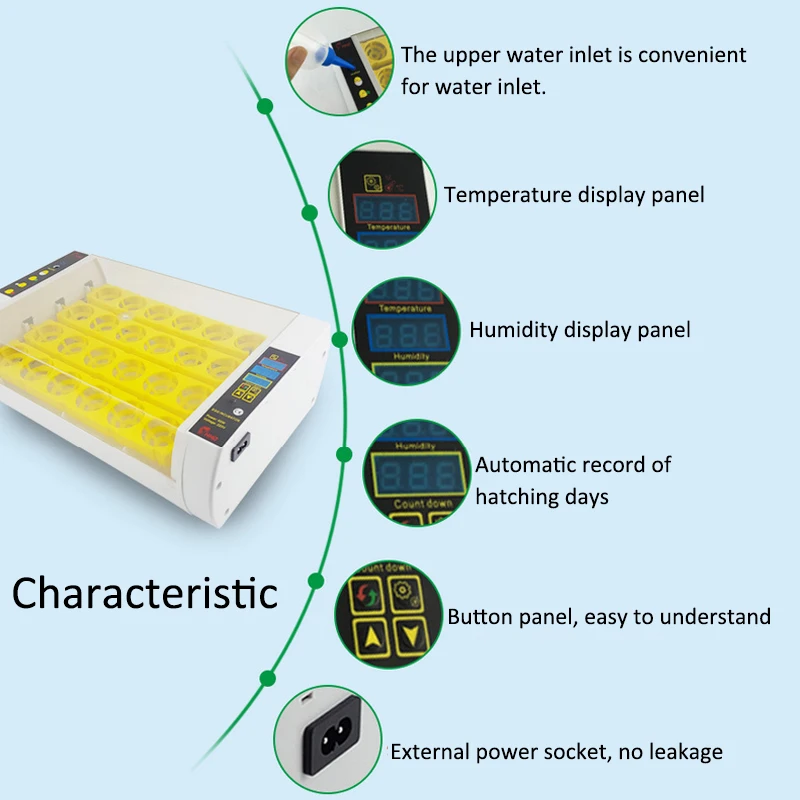 24 Automatic Egg Incubator Digital Clear Egg Farm Hatchery Machine Chicken Egg Hatcher Brooder Turning Temperature Control