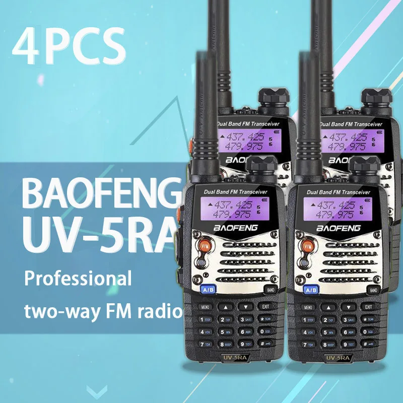 (4 PCS)Baofeng UV5RA Ham Two Way Radio walkie talkie Dual-Band Transceiver (Black)