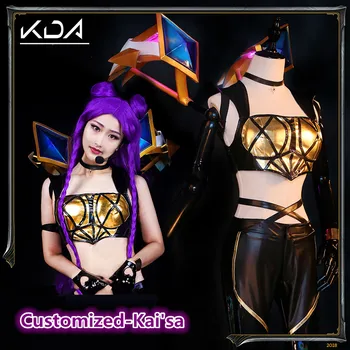 

Custom size Top quality LOL KDA Kai'sa cosplay costume uniform outfits Halloween costumes for women top+Pants+Earphone+Accessory