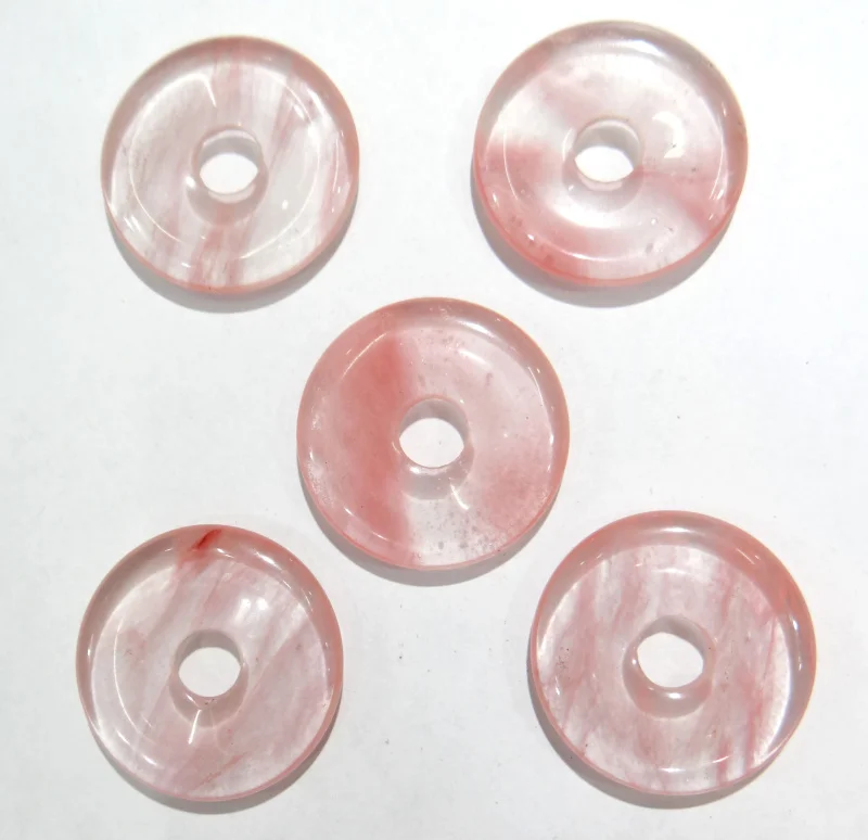 

Wholesale 25mm Natural Stone Cherry Quartz Crystal Circle Round Disk Pendant 12pcs Charms for DIY Necklace Jewelry Making