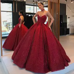 Бальное платье с v-образным вырезом vestido de festa Quinceanera платья 2018 блестками ткань вечерние платье vestidos de 15 anos Длинные vestidos