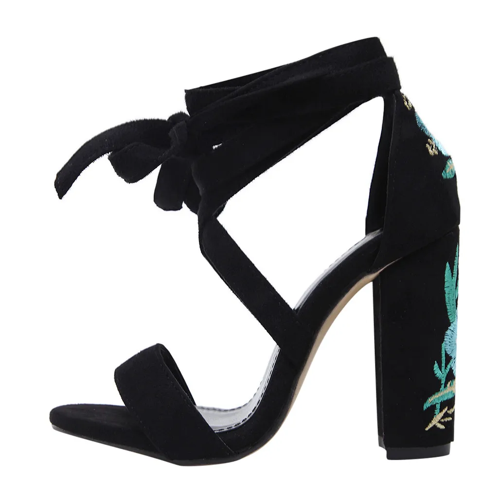 

Sexy Women Ankle Strap Block Heel Sandals Ladies Strappy Buckle Prom Party Shoe fashion Peep Toe British Wind Square Heel Apr 29