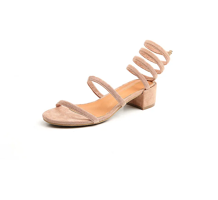 luxury flock narrow band gladiator sandals brand serpentine winding summer women shoes elegant korean open toe chunky sandalias