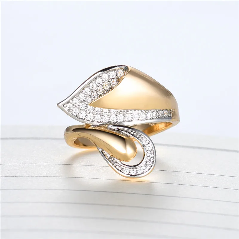 BUDONG популярные классические обручальные кольца золотого цвета с кубическим цирконием обручальное кольцо ювелирные изделия Anel обручальное женское модное ювелирное изделие XUR658