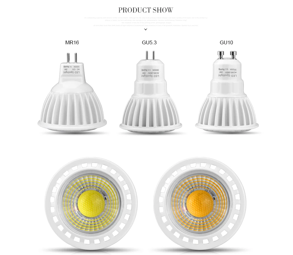 Высококачественный Алюминиевый Светодиодный точечный светильник 3 Вт 5 Вт 7 Вт Светодиодный светильник GU10 GU5.3 85в-240в MR16 12В не диммер Светодиодный точечный светильник